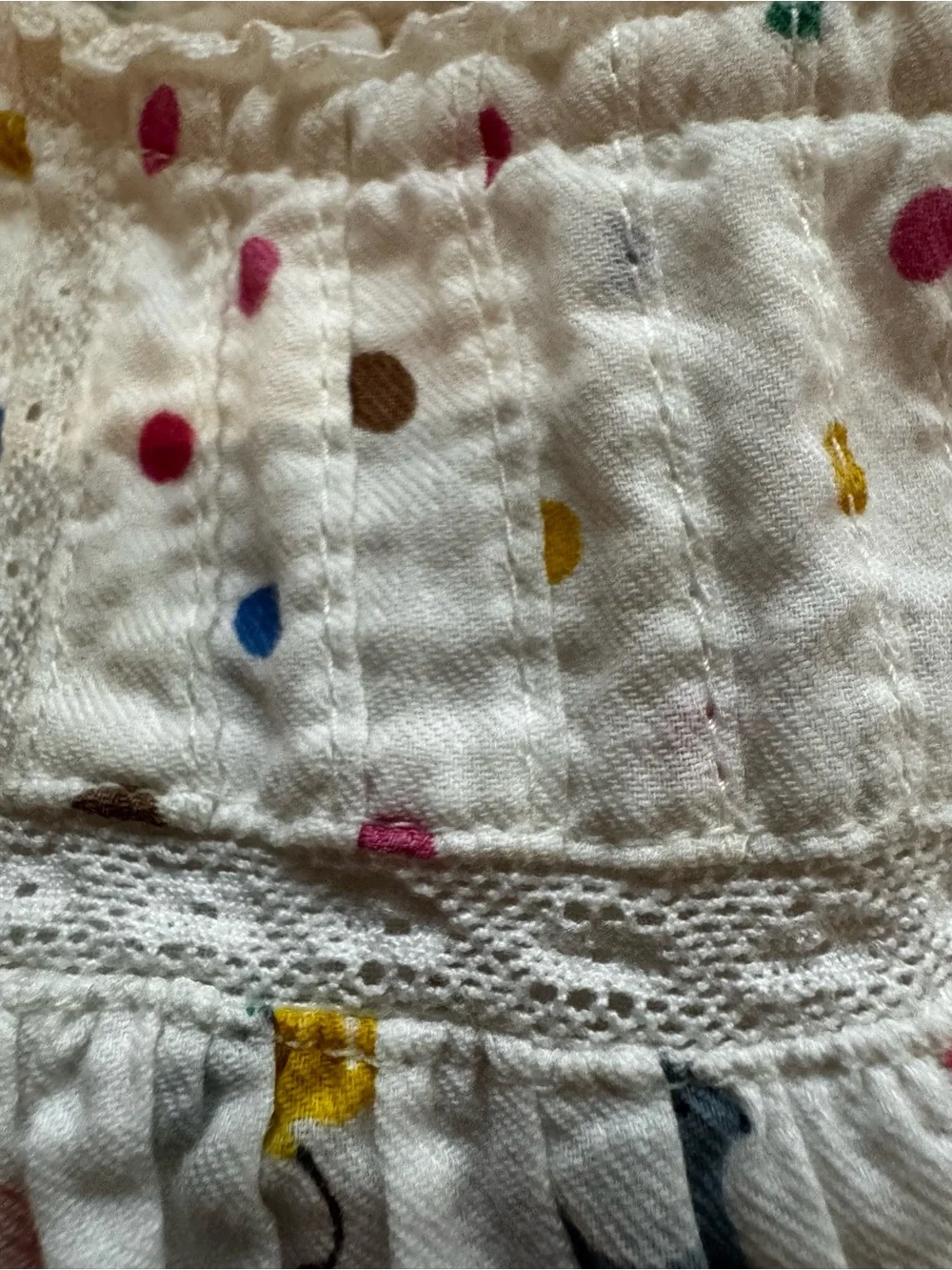 Baby Boden White Dress with Multicolor Circus Print and Bloomers